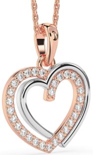 Diamond White Rose Gold Heart Necklace