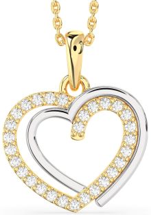 Diamond White Yellow Gold Heart Necklace