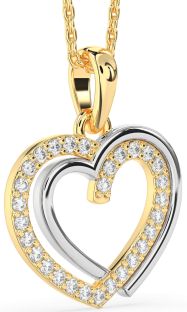 Diamond White Yellow Gold Heart Necklace
