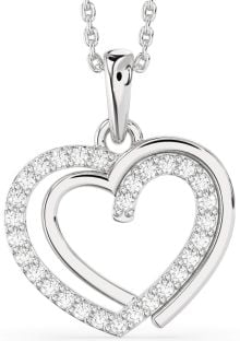 Diamond Silver Heart Necklace