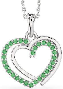 Emerald White Gold Heart Necklace