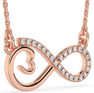 Large Diamond Rose Gold Infinity Heart Necklace