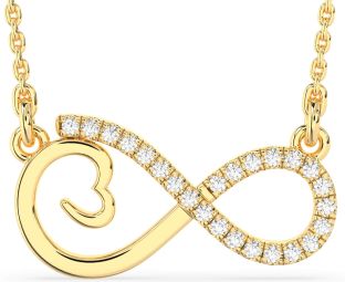 Large Diamond Gold Infinity Heart Necklace