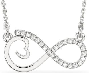 Large Diamond Silver Infinity Heart Necklace