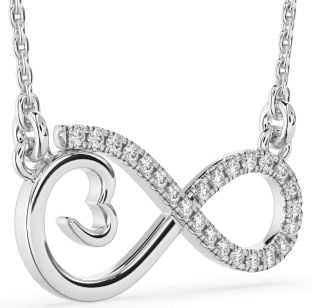 Large Diamond White Gold Infinity Heart Necklace