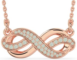 Large Opal Rose Gold Infinity Necklace
