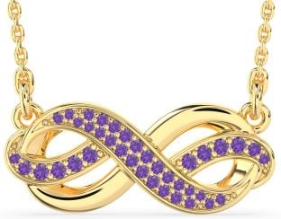 Large Amethyst Gold Infinity Necklace
