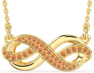 Large Citrine Gold Infinity Necklace