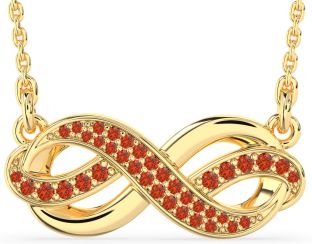 Large Fire Opal Gold Infinity Necklace
