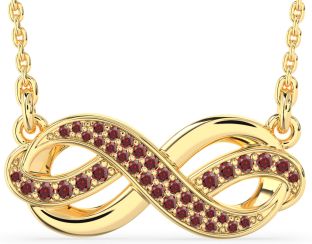Large Garnet Gold Infinity Necklace