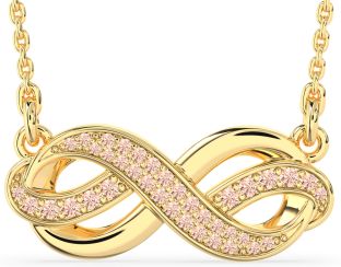 Large Morganite Gold Infinity Necklace