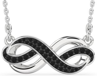 Large Black Diamond Platinum Infinity Necklace