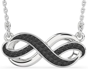 Large Black Onyx Silver Infinity Necklace