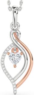 Diamond Silver & 10K Rose Gold Heart Necklace