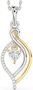 Diamond Silver & 10K gold Heart Necklace