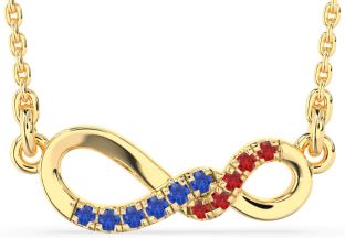 Blue Sapphire & Ruby Gold Infinity Necklace