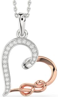 Diamond White Rose Gold Heart Infinity Necklace
