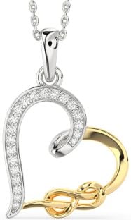 Diamond Silver & 10K gold Heart Infinity Necklace