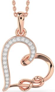 Diamond Rose Gold Silver Heart Infinity Necklace
