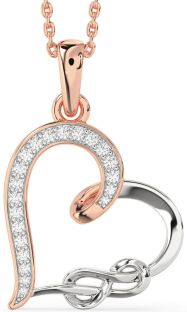 Diamond White Rose Gold Heart Infinity Necklace