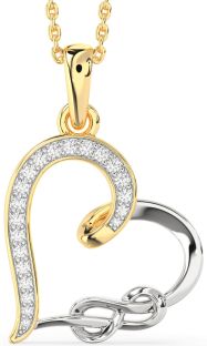 Diamond White Yellow Gold Heart Infinity Necklace