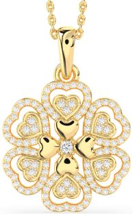 Diamond Gold Heart Flower Necklace