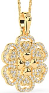 Diamond Gold Heart Flower Necklace