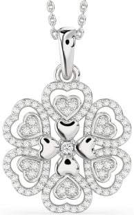 Diamond Platinum Heart Flower Necklace
