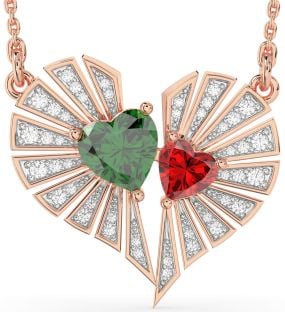 Large Diamond Rose Gold Silver Broken Heart Necklace