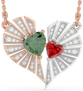 Large Diamond Rose Gold Silver Broken Heart Necklace