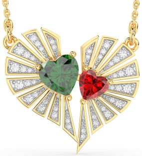 Large Diamond Gold Silver Broken Heart Necklace