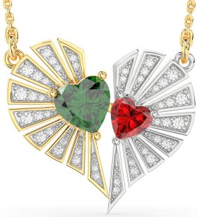 Large Diamond Gold Silver Broken Heart Necklace