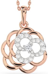 Diamond White Rose Gold Flower Necklace