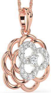 Diamond White Rose Gold Flower Necklace