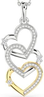 Diamond Silver & 10K gold Heart Necklace