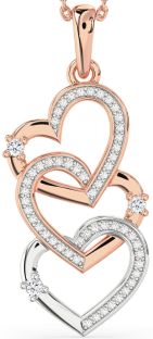 Diamond Platinum & Rose Gold Heart Necklace