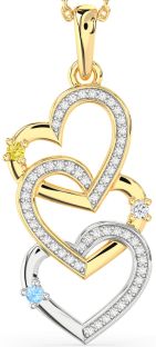 Diamond White Yellow Gold Heart Mother's Necklace