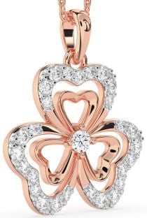 Large Diamond Rose Gold Shamrock Necklace