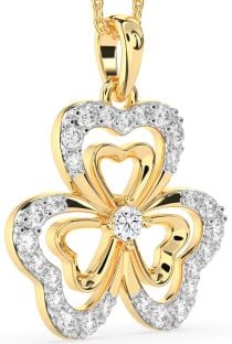Large Diamond Gold Shamrock Necklace
