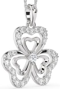 Large Diamond White Gold Shamrock Necklace