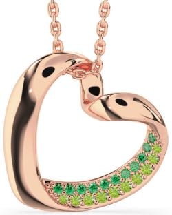 Emerald & Peridot Rose Gold Silver Heart Necklace