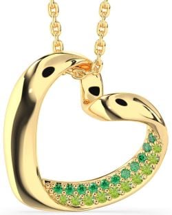 Emerald & Peridot Gold Heart Necklace