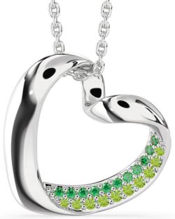 Emerald & Peridot Platinum Heart Necklace
