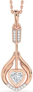 Large Diamond Rose Gold Heart Necklace
