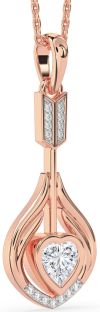 Large Diamond Rose Gold Heart Necklace