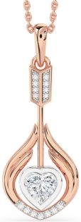 Large Diamond Platinum & Rose Gold Heart Necklace