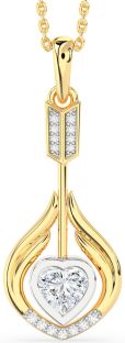 Large Diamond Platinum & Yellow Gold Heart Necklace