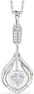 Large Diamond White Gold Heart Necklace