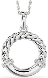 Diamond Platinum Circle Knot Necklace