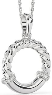 Diamond White Gold Circle Knot Necklace